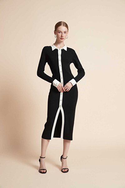 Yola Black Solid Midi Bodycon Dress