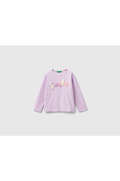 United Colors of Benetton تي شيرت بناتي بأكمام طويلة وطبعة زهور