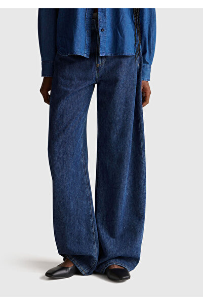 United Colors of Benetton Women's navy blue 100% cotton denim pants with labe...