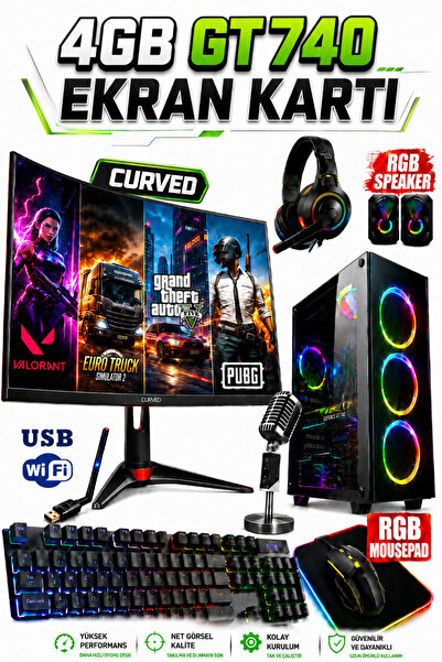 Dmc N70x (GTA 5) I5 4430 (4,NESİL) 16GB RAM,500GB Hdd,256GB Ssd,4GB Gt740,24"oyuncu Masaüstü Bilgisayar