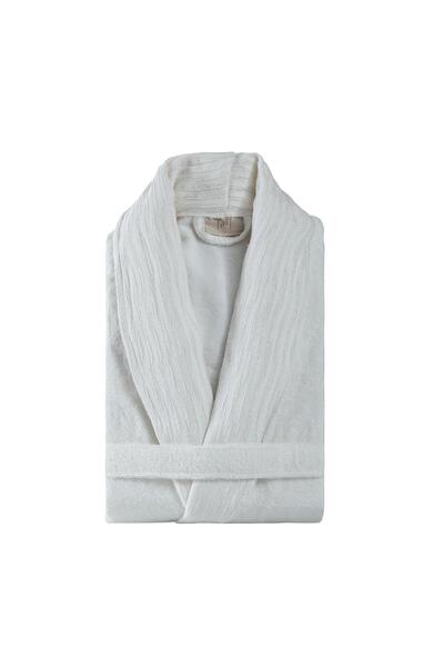 Pupilla Collection Frida Bambu Simli Yakalı Kadın Tek Bornoz (Kutulu) - Ekru