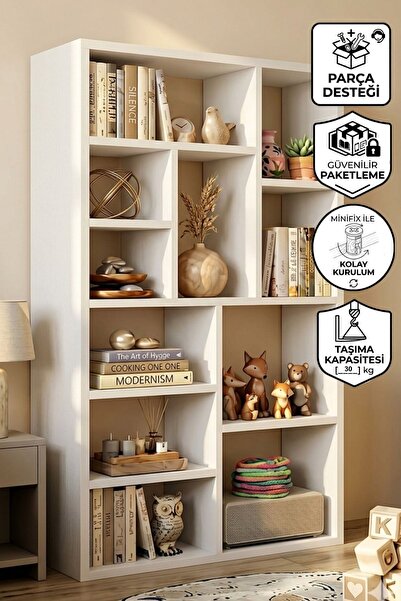 Yurupa Korrion Kitaplık 124cm Beyaz KOR1-W