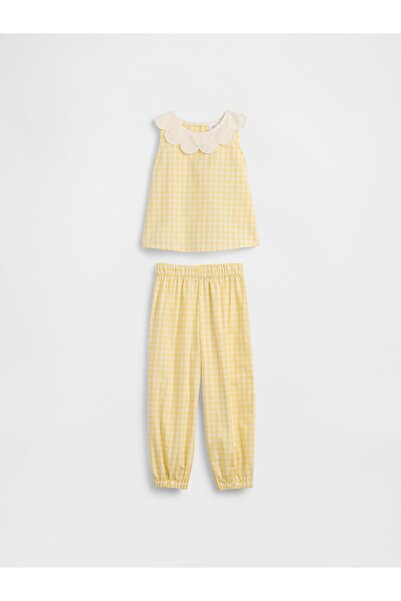 GAP Kız Bebek Sarı Poplin Two-Piece Outfit Set