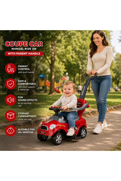 Bebelul Masinuta Ride-on de impins pentru copii cu maner parental si bara de ...
