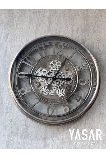YASAR CONCEPT Rotanio Metal Çarklı Duvar Saati 55 Cm