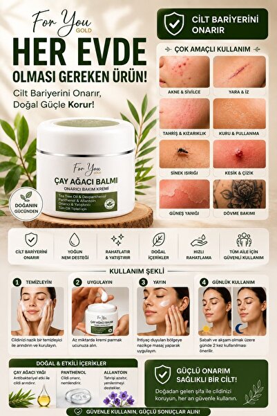 For You Gold Yatıştırmaya Ve Onarmaya Yardımcı Çay Ağacı Balmı Bakım Kremi 50 ml (TEA TREE BALM)