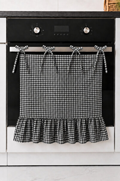 Mirilliahome Black Bow Tie Oven Cover with Gingham Pattern Decorative Oven Cu...