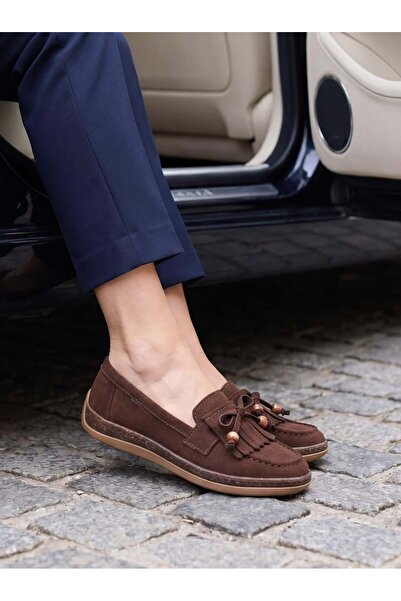 Nesil Shoes Dvm 2001 Brown Suede Tasseled Women's Shoes