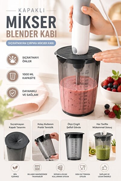 KÜÇÜK EW Cupă pentru blender pentru mixer cu capac - Cupă pentru mixer cu tel...