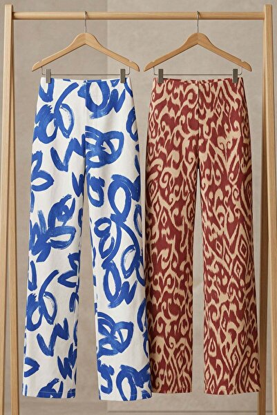 COTENCONCEPT 2 bucăți Pantaloni confortabili pentru femei talie înaltă wide-l...
