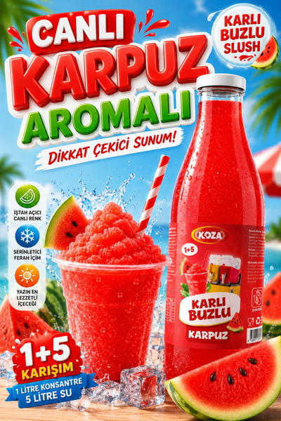 Koza Premium Selection Ice Slush Karpuz Aromalı Buzlaş Karlama Karlı Buzlu Ko...