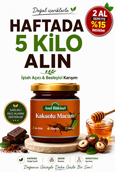 ASEL BİTKİSEL Kilo almak Kilo.aldırıcı İştah açıcı Kakaolu Pekmez Vitamin Arı...
