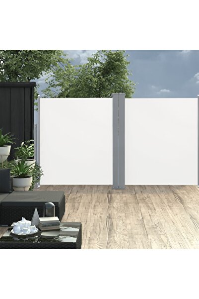 Concept Copertină laterală dublă retractabilă, crem, 170 x 600 cm
