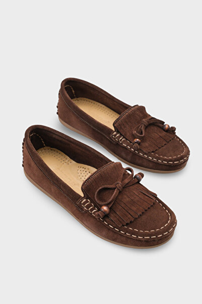 Capone Outfitters Almire Дамски мокасини от естествена кожа със суед и ресни