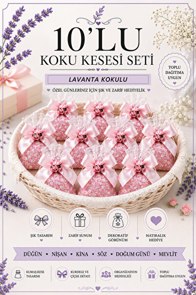 Jest 10'lu Hediyelik Koku Kesesi Seti Düğün Nişan Kına Söz Mevlit İçin