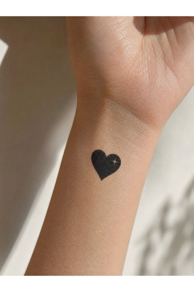 Generic Minimal Siyah Kalp Geçici Dövme Tiny Tattoo Kadın Bilek Boyun Omuz Dö...