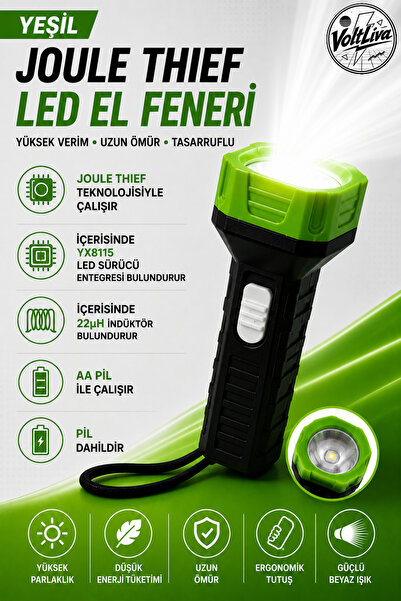 VoltLiva Led El Feneri Yeşil