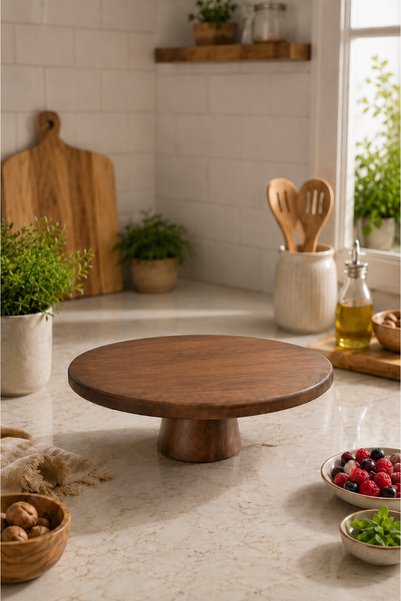 KaiHome Acacia Footed Presentation Plate / Fruit Plate 30