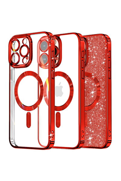 Techsuit Husă pentru iPhone 13 Pro - Luxury Glitter MagSafe - Roșu