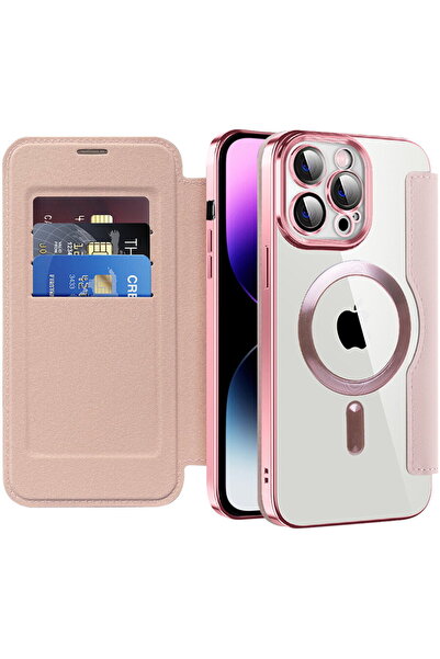 Techsuit Калъф за iPhone 14 Pro Max - SmartMag Book Case - Розов