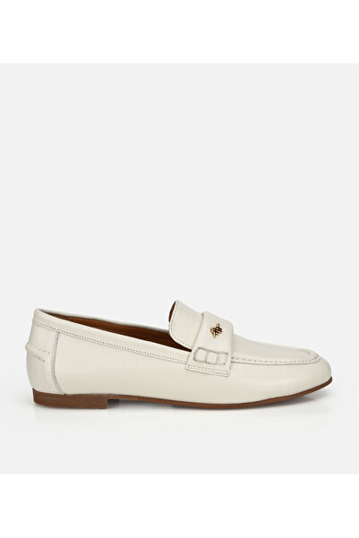 Hotiç Kadın Deri Ekru Yumuşak Dokulu Klasik Loafer