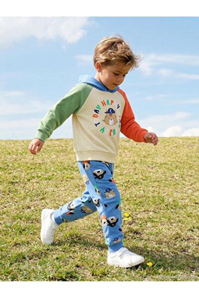 Civil Boys Hooded Hat and Teddy Bear Print Tracksuit Set for 2-5 Years Old - ...
