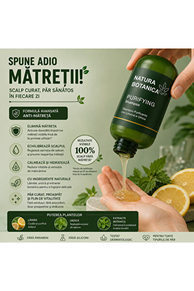 7LIFE Natura Botanica Purifying – Sampon & Lotiune anti matreata purifiant cu Lavanda, Urzica si Uleiuri Esentiale de Citrice 400 ml