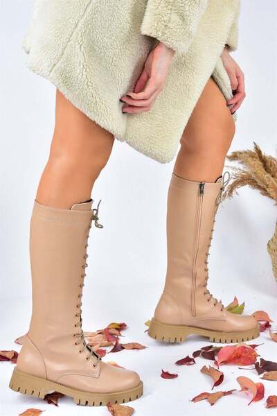 Fox Shoes Dnevne ženske čizme sa vezanjem od kože L430194009