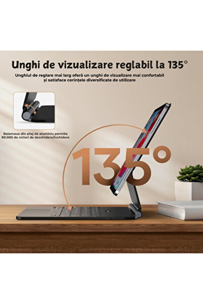 gelle Husa cu Tastatura pentru iPad Apple, compatibil cu iPad Air 11" 2024/2025, iPad Pro 11" 2018-2022