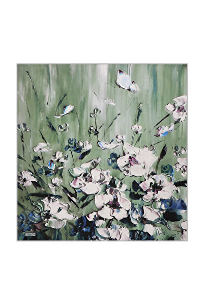 Bursa İpek Mint Anemone Pattern Silk Handkerchief
