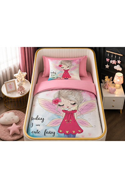 Fabeteks Girl's Angel Single Digital Baby Bedding Set
