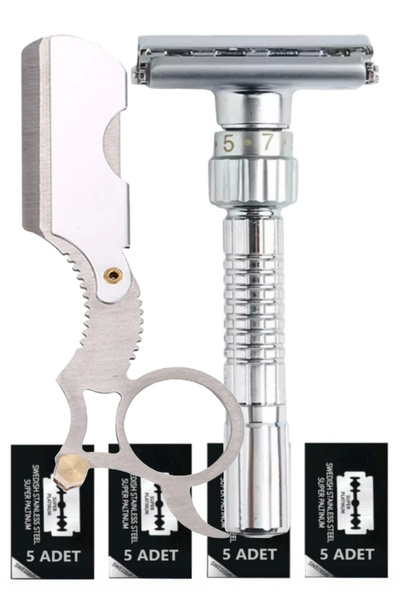 Qualis Q8 Ayarlanabilir Full Metal Tıraş Makinesi + 40'lı Jilet + 12 Adet Kartuş