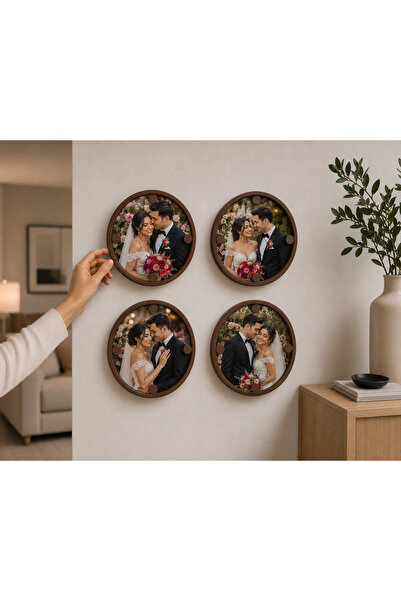 İDC ANI Kişiye Özel Sizin Fotoğraflarınızdan Oluşan 20X20 cm 4 Lü Taş Tozu De...