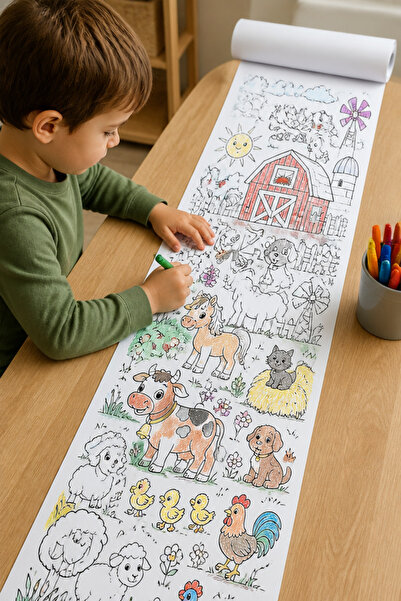 kutuTR Hayvanlar 2 Rulo Boyama Kağıdı 30x250 cm Eğitici Çocuk Aktivite Posteri
