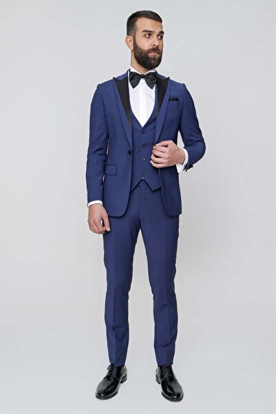Efor Slim Fit Removable Satin Collar Vest Parliament Groom Suit Tuxedo Suit B...