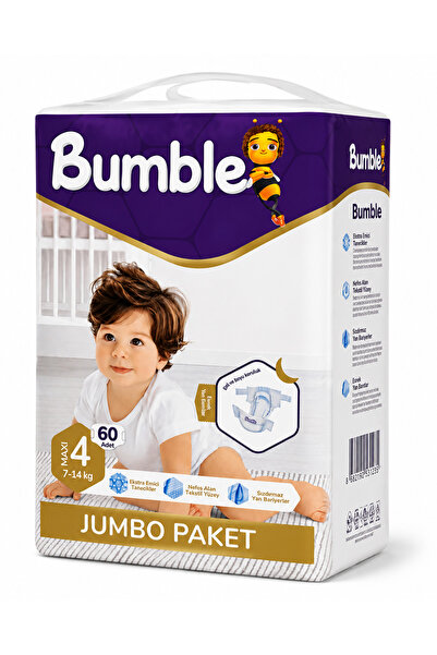 Bumble Scutece Nr. 4 (7-14 kg), 60 bucăți, ultra-absorbante, respirabile, pro...