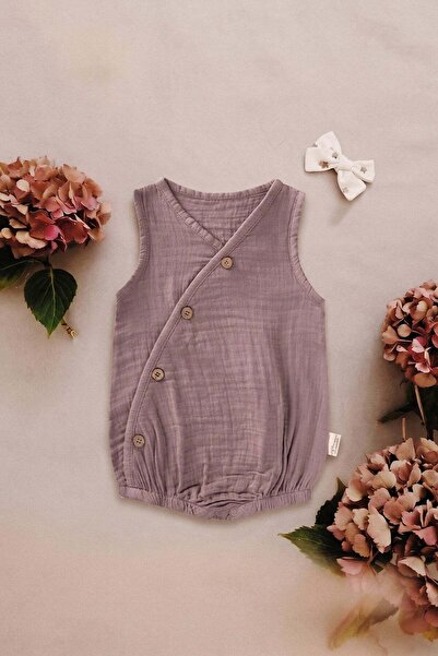 Cigit Organic Double Breasted Collared Bodysuit 0-3 Years Copper