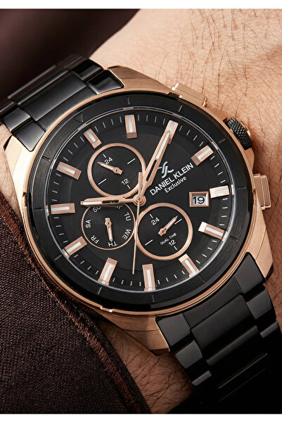 Daniel Klein Exclusive Black Stainless Steel Watch for Men DK.1.14224-5
