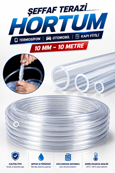 NZB Şeffaf Terazi Hortumu -termosifon Otomobil Kapı Fitili 10 Mm- 10 Metre