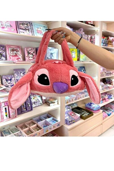 happystoretr Stitch omuz çantası mavi peluş yumuşak dokulu çanta