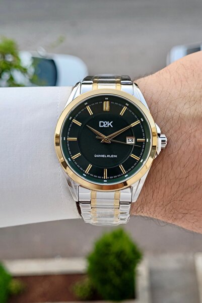 Daniel Klein Green Dial, Gold Metallic Strap, 2 Year Warranty, 42 mm Men's Wr...