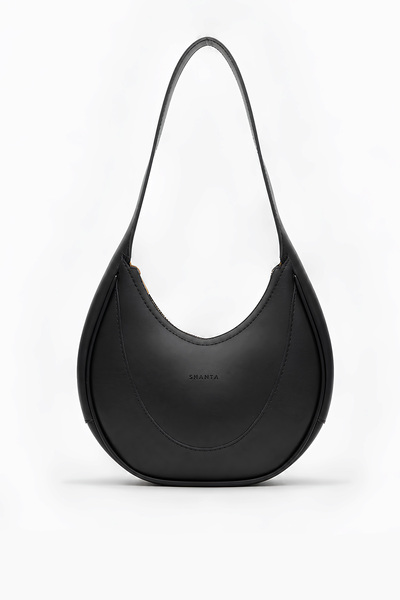 Shanta Geantă baghetă modernă pentru femei, neagră D58, cu design oval elegan...