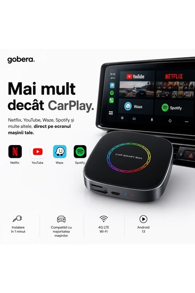 goBERA AI Box goBERA ®   Android 13, 4GB RAM + 64GB ROM, SIM 4G, Wireless Car...