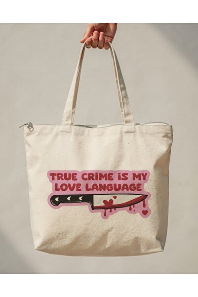 buzagi tasarım ürünleri True Crime Zippered Lined Gusseted Canvas Bag 35 X 40 cm