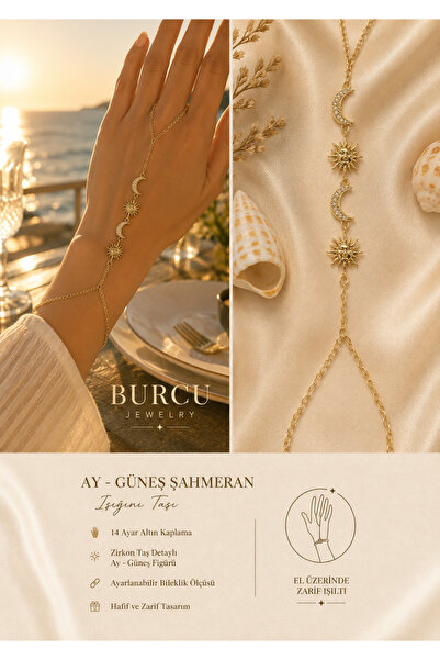 BURCU JEWELRY Güneş & Ay Figürlü Gold Şahmeran