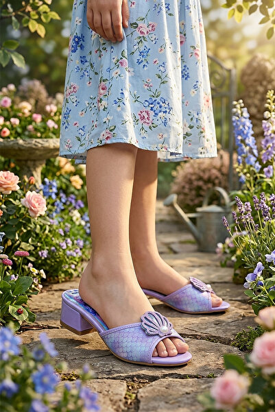 Kiko Kids Coral Deniz Kızı Topuklu Kız Çocuk Simli Abiye Terlik