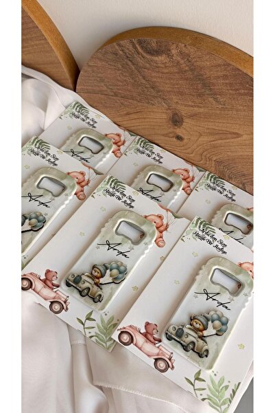 Yaşam Baskı Kahve Ayıcık Temalı Erkek Bebek Açacak Magnet 20'li Paket