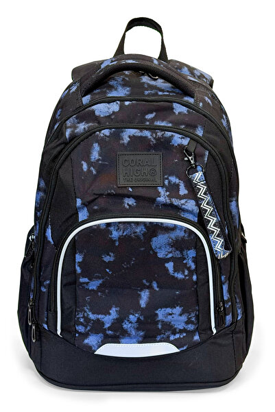 Coral High Navy Blue Vintage Patterned School Backpack 24456