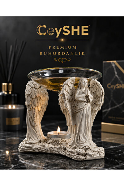 CeyShe Mitolojik Melekler Premium Beyaz Buhurdanlık - Dekoratif Hediye