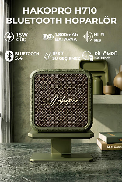 hakopro 15W 1800 mAh Yeşil Mini Bluetooth Hoparlör Ipx7 H710Y